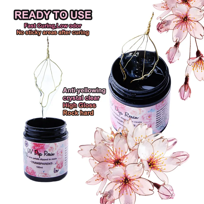 УФ-клей для смолы DIP 40/100 мл проволочных цветов прозрачная жидкость глянцевый