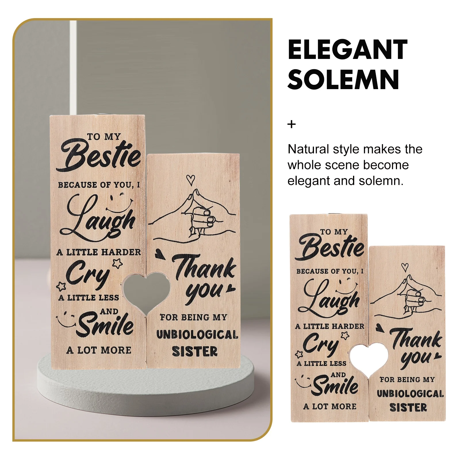 

Holder Wooden Stand Tealight Gifts Heart Candlestick You Gift Thank Friend Bestiedecorative Friends Sister Wood Desktop Rustic