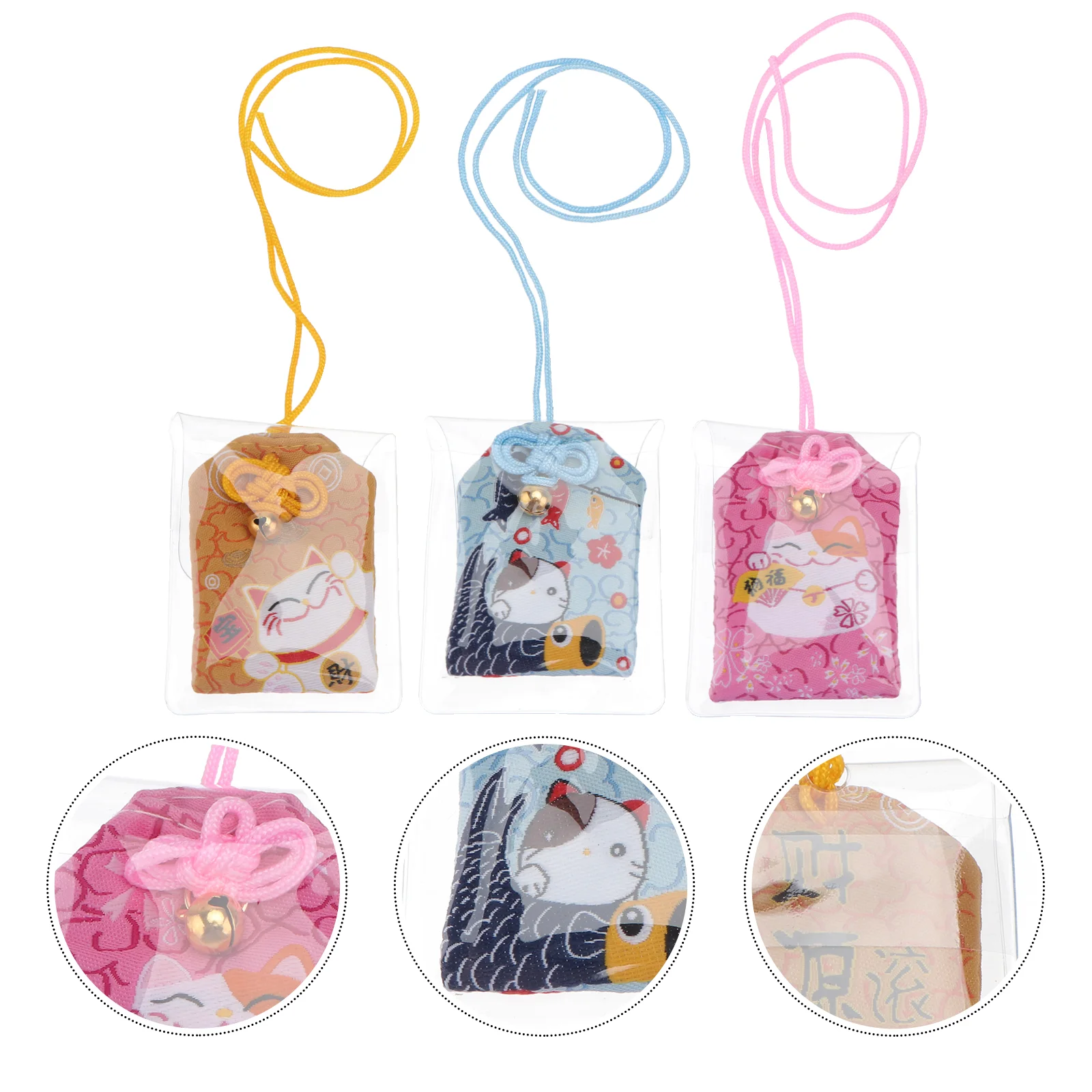 

3 PCS Dainty Necklace Japanese Amulet Bag Car Gift Japanese Omamori Charm Ornaments Gifts Omamori Luck Key Chain
