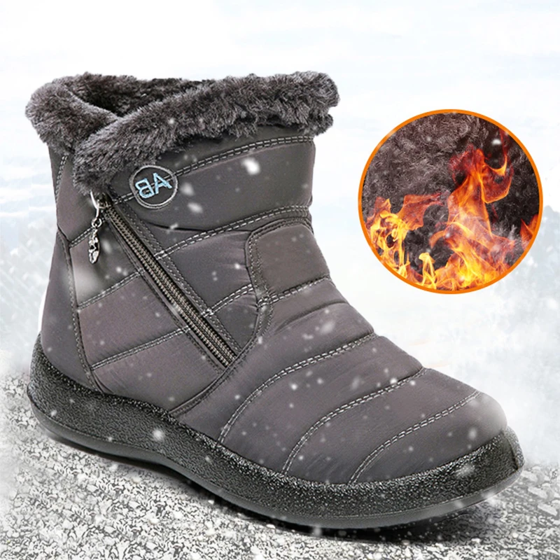 

Женские зимние ботинки, женские мягкие ботинки, водонепроницаемая обувь для женщин, женская обувь на молнии, зимние ботинки с искусственным...