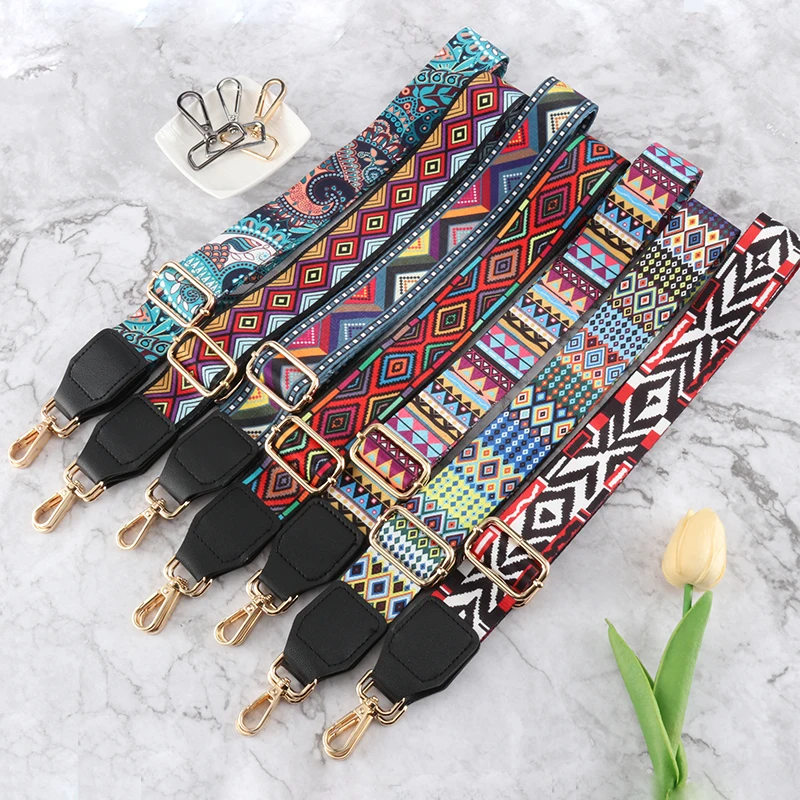 

Wide Strap Bag Shoulder Replacement Fashion New Ethnic Style Pattern Crossbody Adjustable Belt Handbag Nylon Luggage Bag Strap
