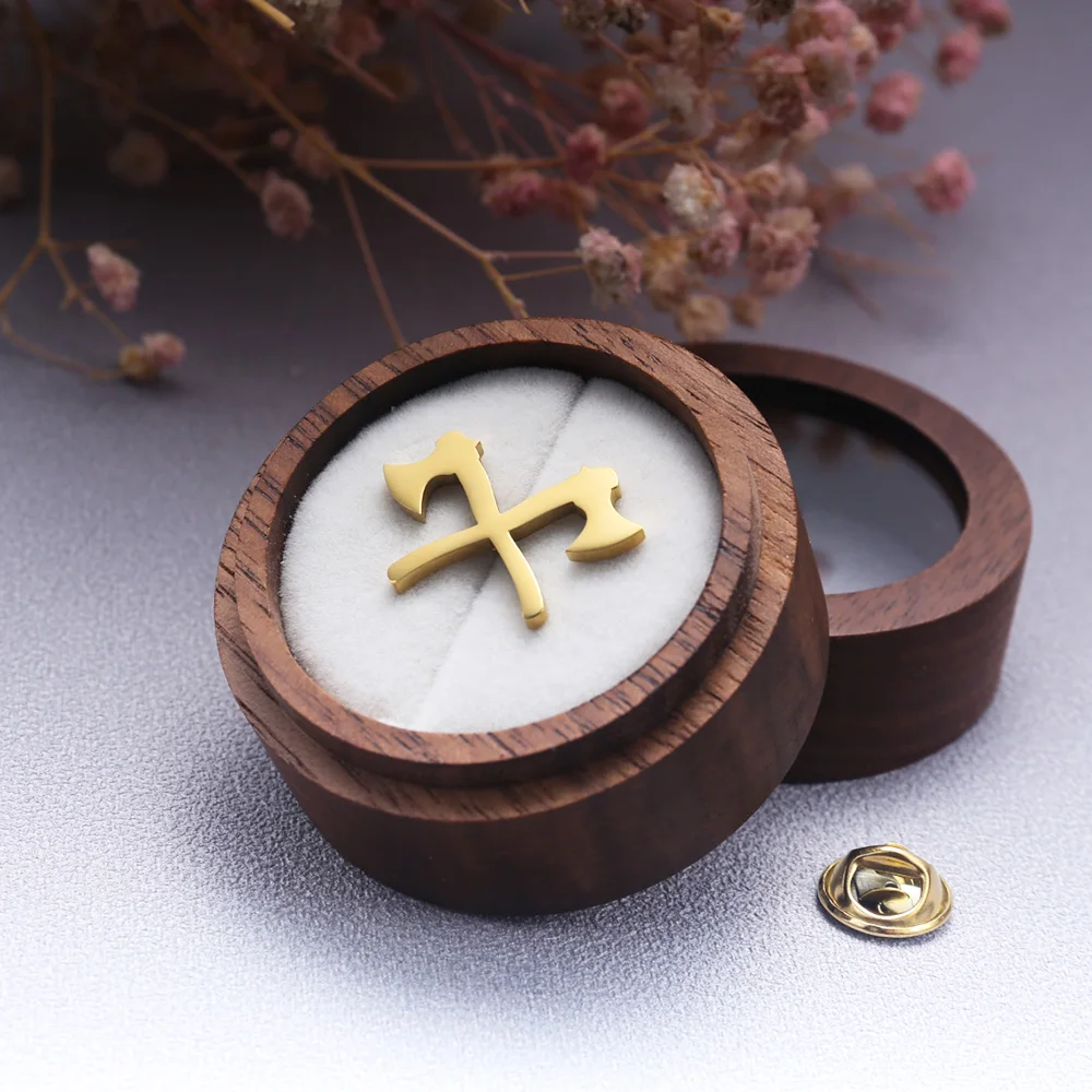Tangula Vintage Viking Warrior Axe Brooches Stainless Steel Mens Shirt Suit Badge Pins Fashion Groomsman Wedding Jewelry Gifts