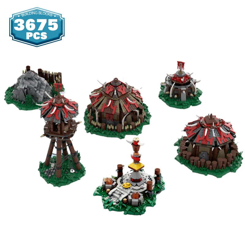 

MOC Game Scene World of Warcrafted Orc Tribe Camp Building Block Magic House City Street View Tree House Bricks Toys for Kids