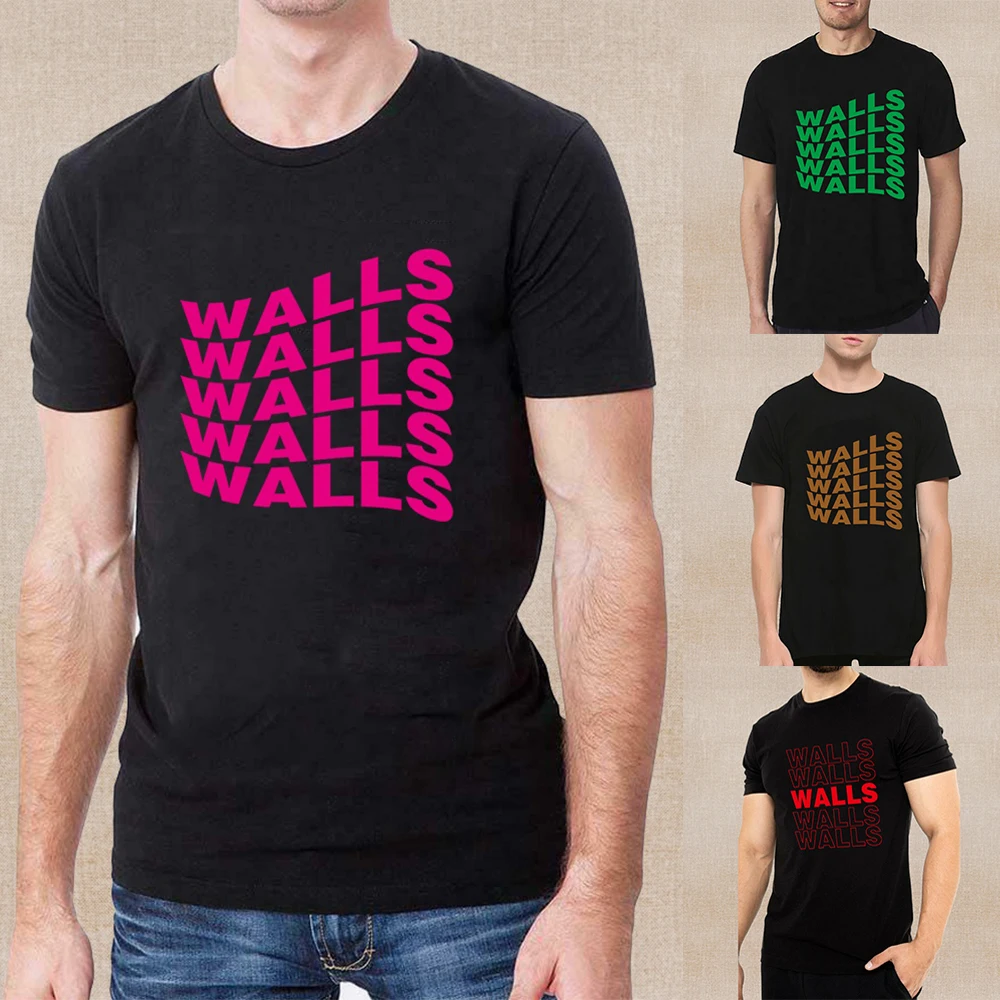 

2022 Summer Men T Shirt Hip Hop Streetwear Walls Letter Printing Harajuku Fashion Short Sleeve T-Shirt O-neck Pullover Tops Tees
