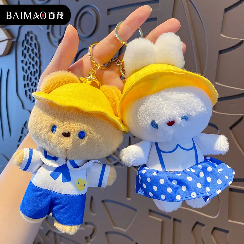 

1pcs Kawaii Standing 14CM Cute Bear Rabbit Bunny Plush Stuffed TOY Soft Figure DOLL Key Chain Design Pendant Charm TOY