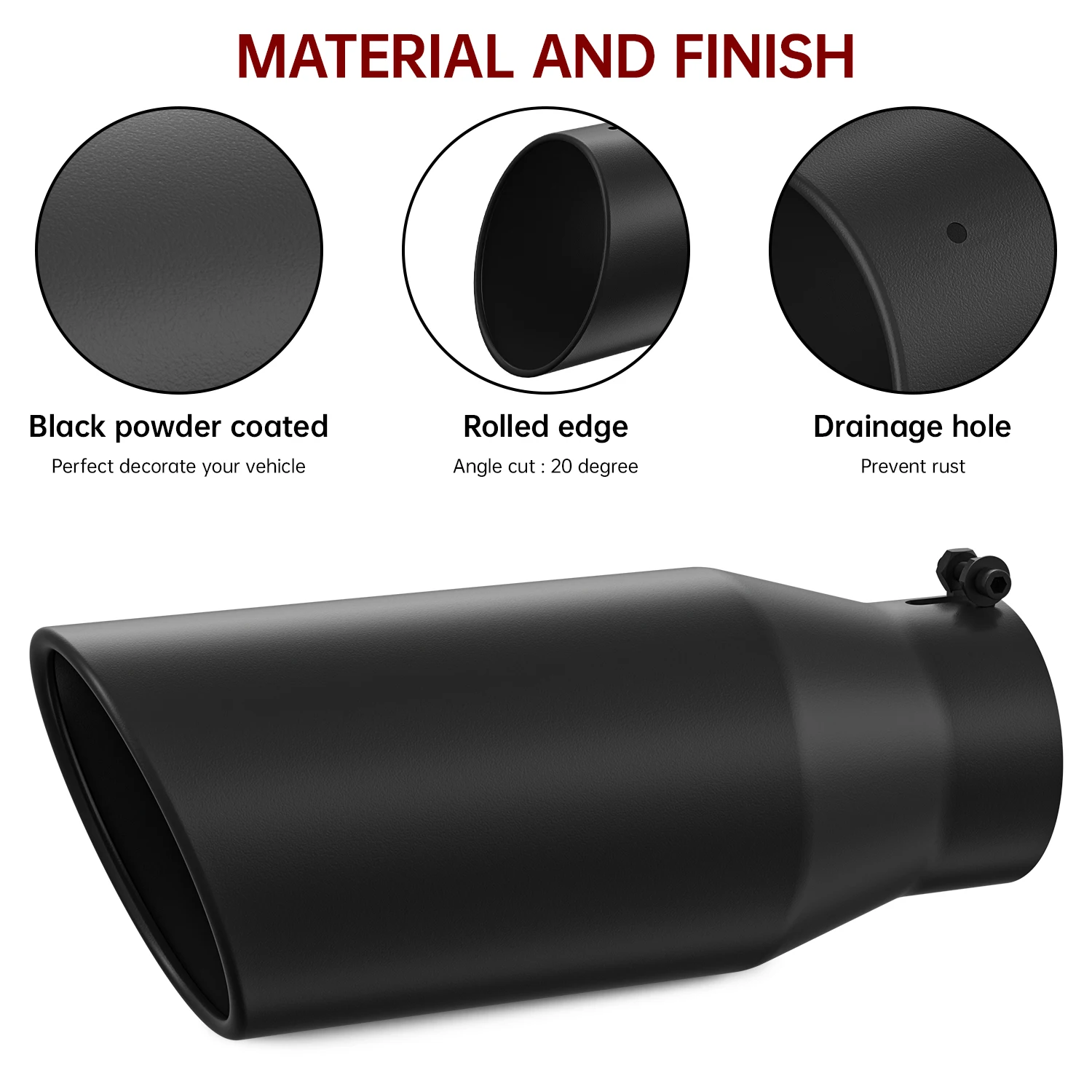 

3.5 Inch Car Rear Round Straight Exhaust Pipe Tail Muffler Tip Inlet Exhaust Tip 3.5x5x12 Stainless Steel Auto Exhaust Tips