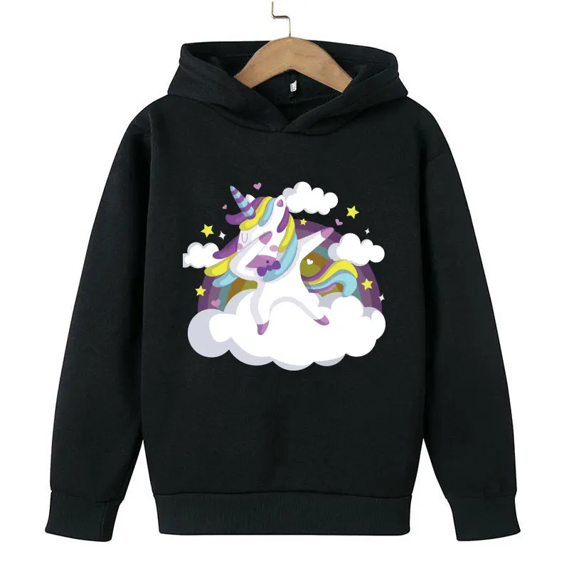 Unicorn Winter Hoodie Cartoon Print Sweater Girl Baby Children's Hooded Fashion Kids Sportswear 4-14T |