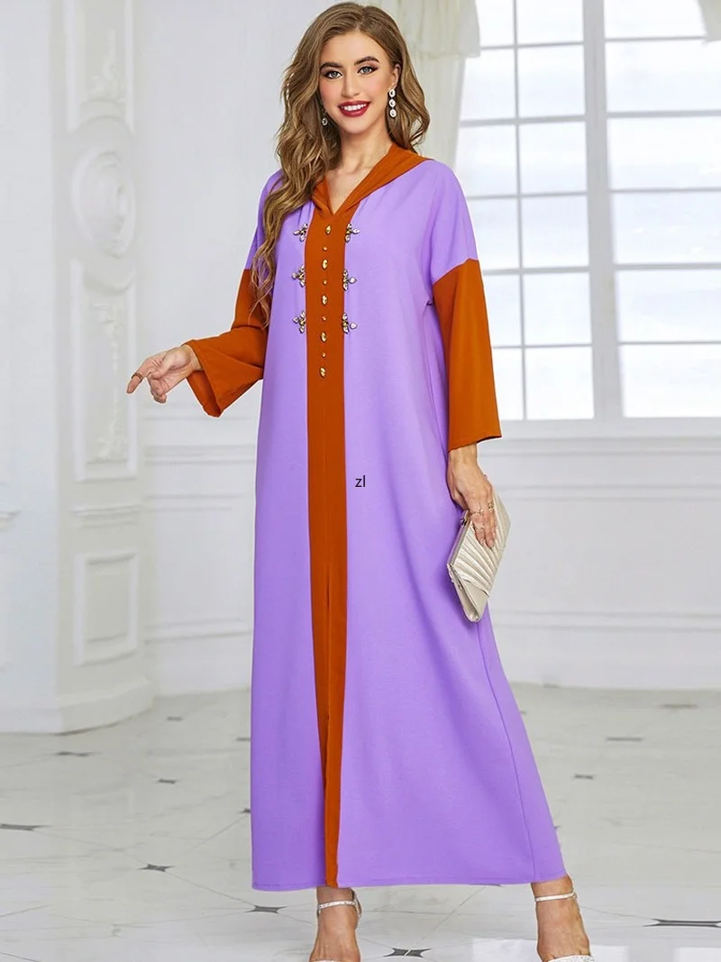 Spring Moroccan Djellaba Caftan Women Patchwork Jalabiya Kaftan Arabic Long Dress Gandoura Islam Dubai Saudi Abaya 2022 Ramadan