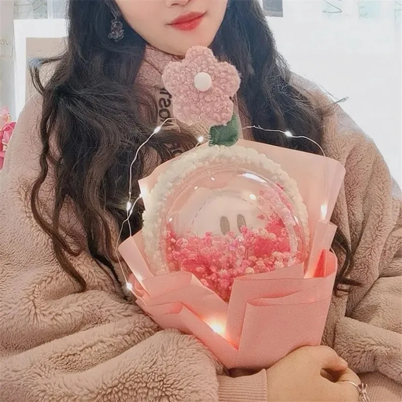 

Sanrio, букеты Hello Kitty My Melody, набивная кукла в виде плюшевых шариков, сушеные цветы, подарок на день рождения, День святого Валентина