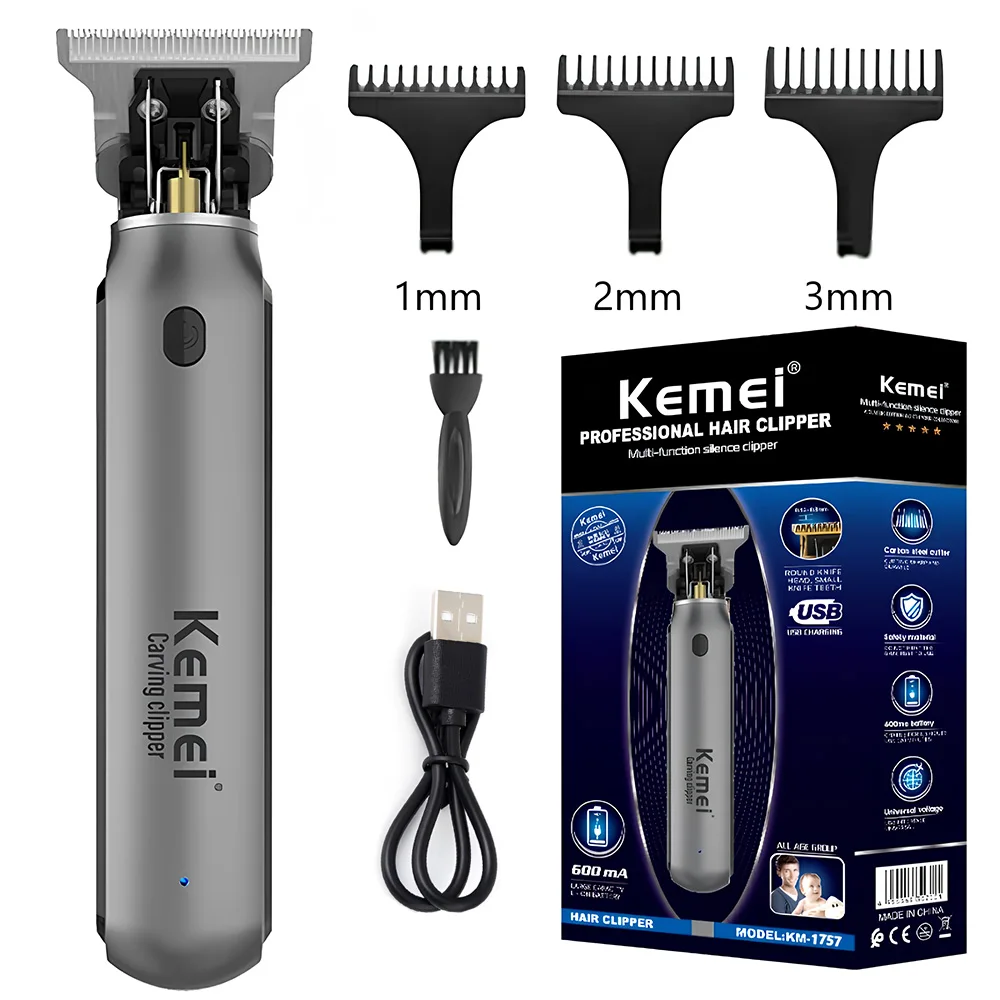 KM-1757 Hair Clippers Men Beard Trimmer Zero Gapped T-Blade 
