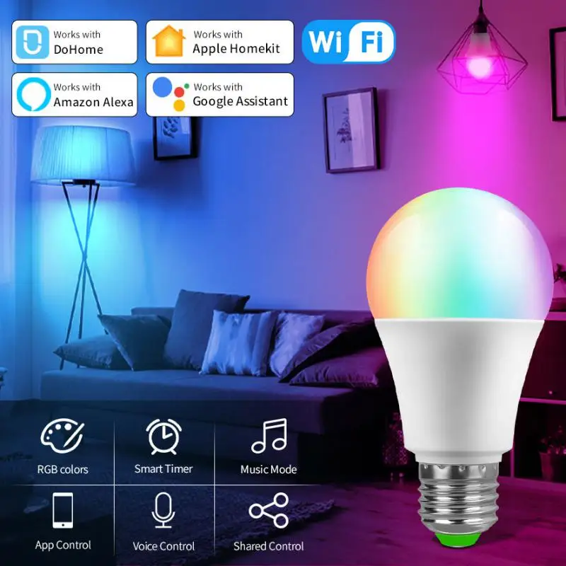 

Dimmable Bulb Rgb Cold Warm Light E27 Light Bulb Smart Home 12w Led Lamp Smart Home Accessories Wifi Bulb