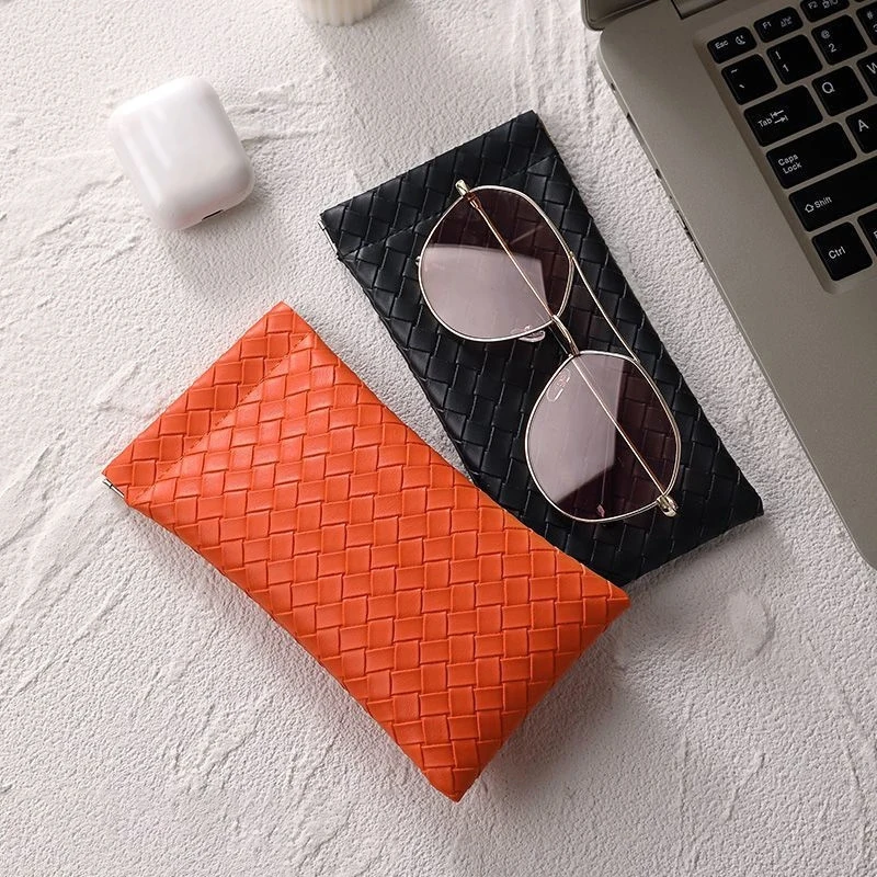 

1Pc Woven Glasses Bag Sunglasses Box Portable Waterproof Glasses Pouch PU Leather Eyewear Protective Cover Storage Bag