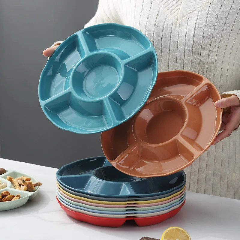 

5 Compartment Flower Shape Appetizer Tray Household Food Grade Plastic Fruit Tray Candy Pastry Nut Tray Snack Food Storage Tray