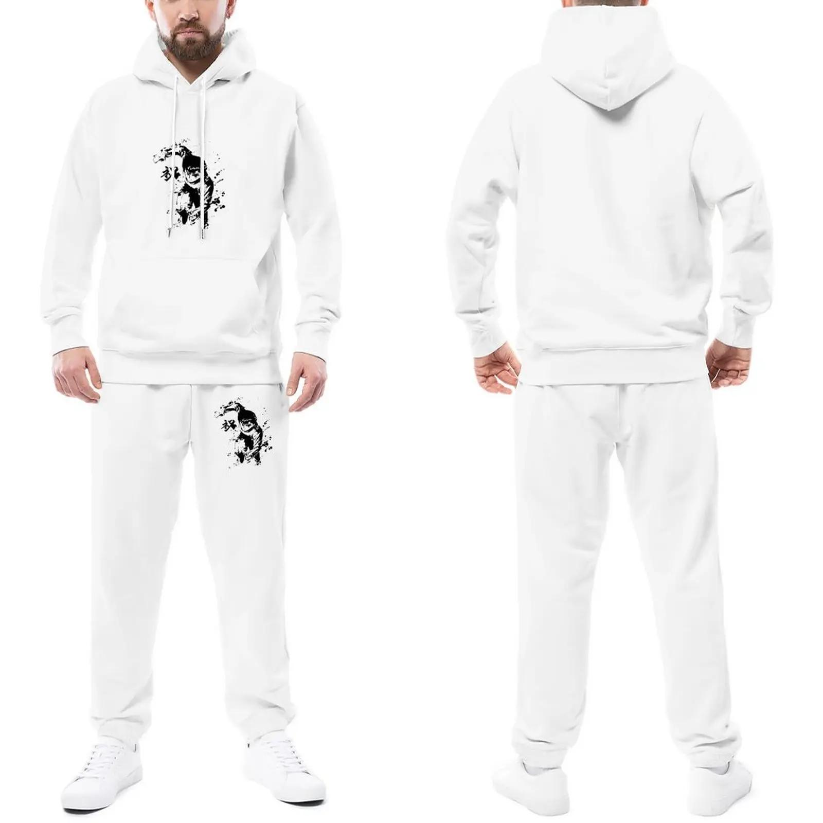 

Tracksuit Set Estampa Yusuke Borra De Tinta Hip Hop Jogging Suit Men Yusuke Urameshi AnimeHooded Suits Cool Hoody Sweatpant Set
