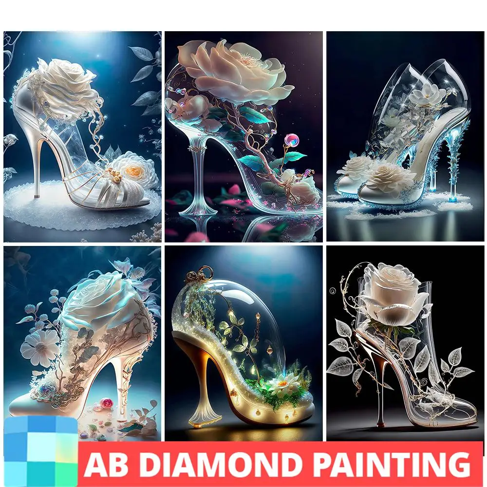 

Алмазная живопись AB Drill, фантастические наборы для вышивки крестиком на высоком каблуке 5D, «сделай сам», розы, цветы, вышивка, мозаика, семейный декор, подарок