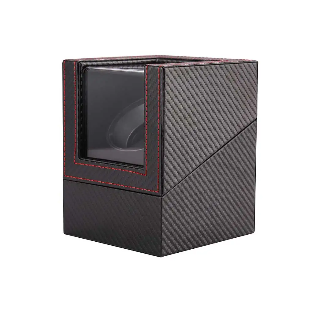 

US Electric Automatic Single Watch Winder Organization Leather Collection Display Case Portable Protective Storage Box