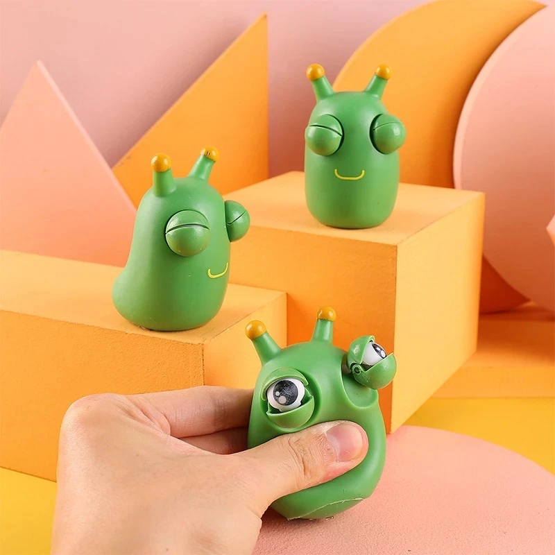 

NEW Null BBA Novelty Environmental Protection Feature Googly Little Vegetable Worm Googly Trick Pinching Music Decompression Toy