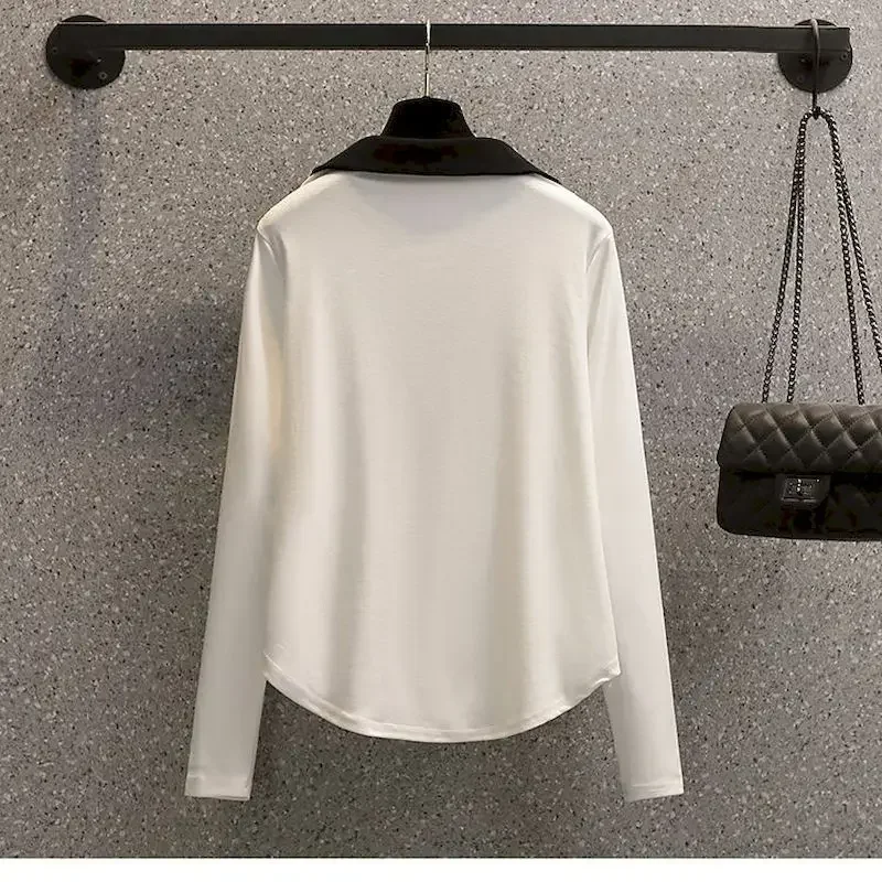 Женский винтажный комплект из 2 предметов черный белый топ с длинным рукавом и