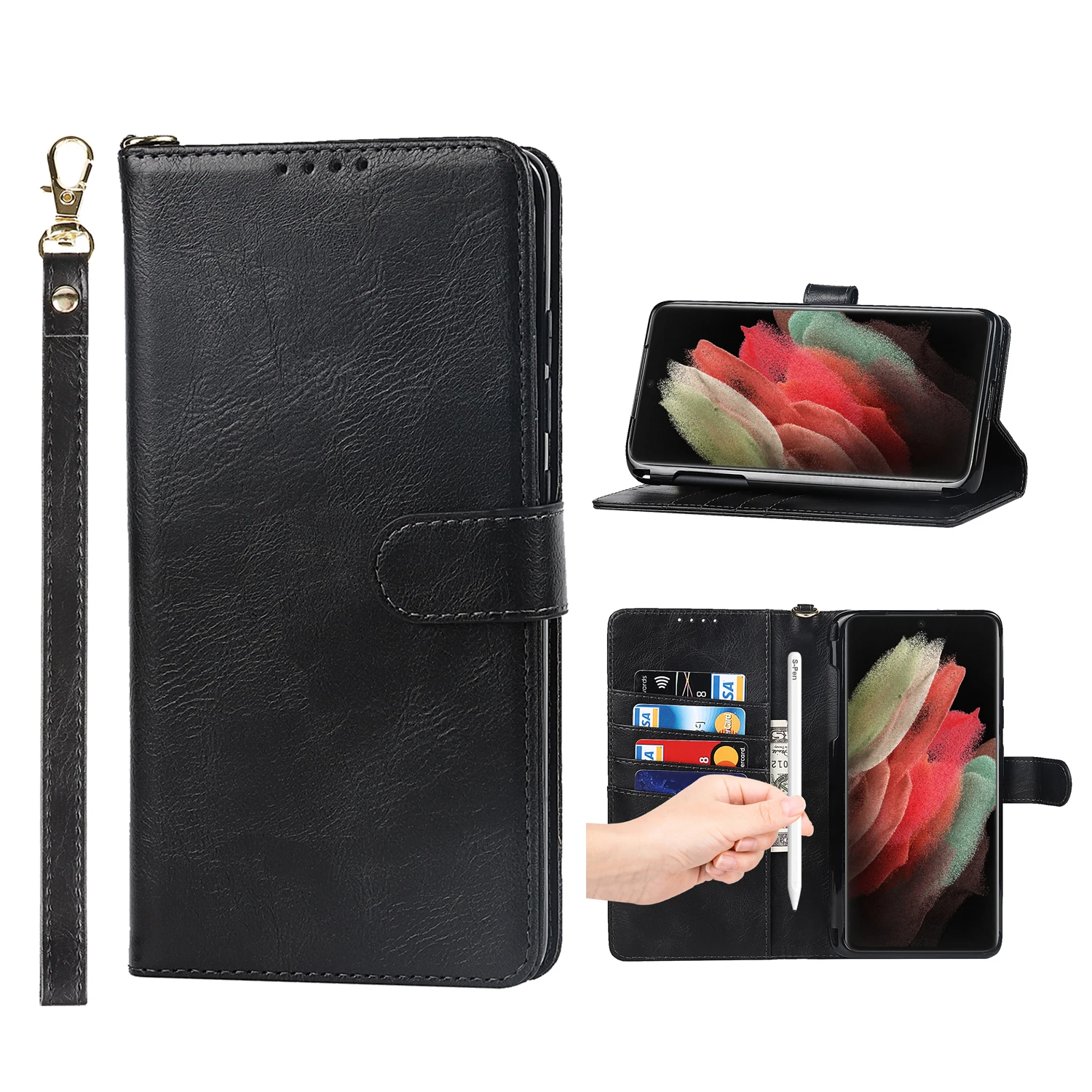 Kup Do Etui Na Telefon Samsung Galaxy S21 Ultra 5G Z Uchwytem Na Rysik Matowy Uchwyt Na Długopis TPU Czarny