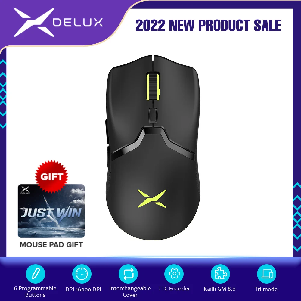 Delux M800PRO PAW3370 RGB Оптическая Беспроводная игровая мышь 19000 DPI Проводная программируемая эргономичная перезаряжаемая мышь для Windows Mac