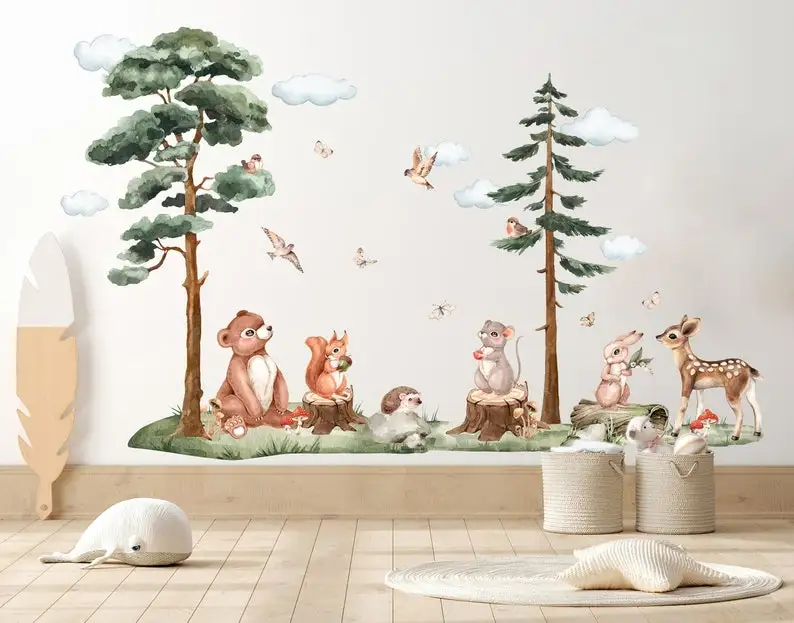 

Animal Wall Decal Woodland Forest Wall Decal Nursery Sticker Kids Wall Decal