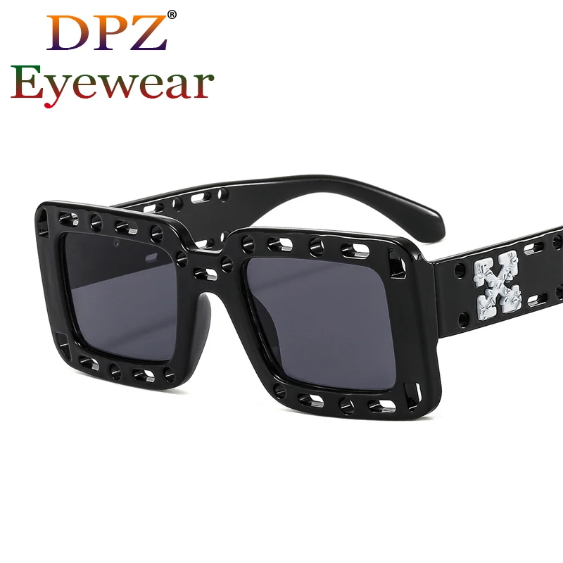 

2022 модные уникальные солнцезащитные очки с отверстиями и квадратной оправой для женщин новые роскошные брендовые градиентные солнцезащитные очки для мужчин в стиле хип-хоп оттенки Gafas