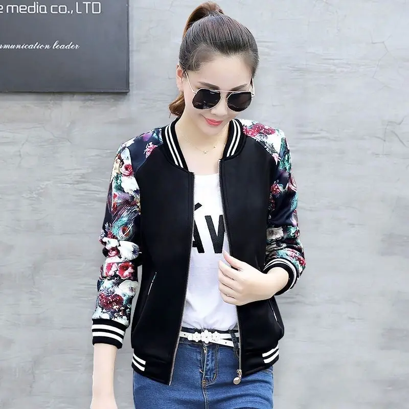 Бейсбольное пальто-авиатор женская черная короткая куртка-бомбер с круглым