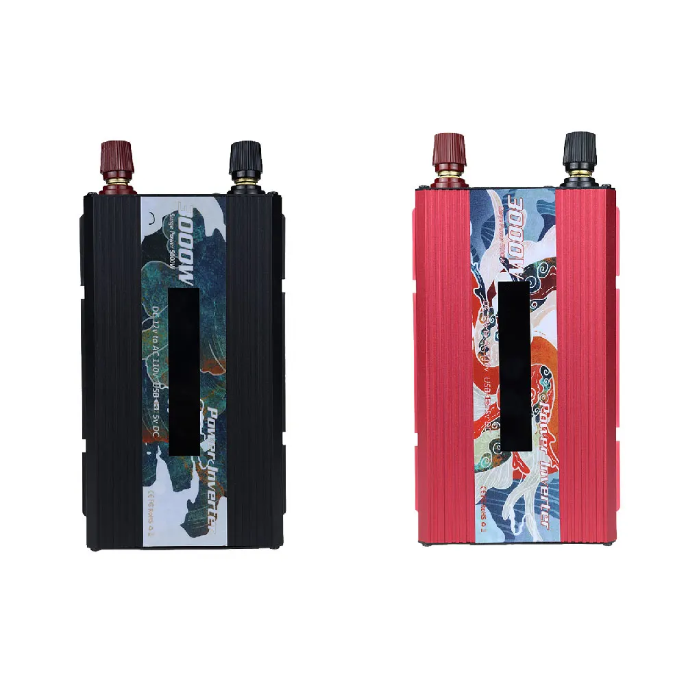 

Power Inverter DC 12V to AC 110V Screen Display Adapter Short Circuit Protection Travelling Sine Wave Converter Red