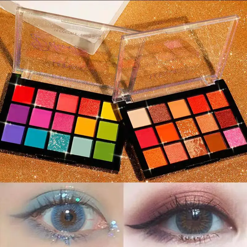 Неоновые тени для век палитра макияжа 15 мерцающие блестящие матовые оттенки Matellic