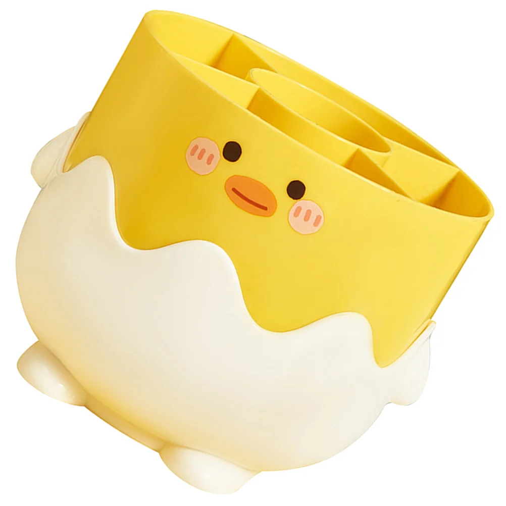 

Makeup Brush Container Holder Desktop Cute 5 Compartments Storage Organizer Plastic Containers