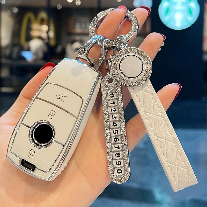 

Кожаный чехол для ключей No. Car Key для Mercedes Benz Maybach S GLS A-B-C-M-CLA-CLS-E-G-GLB-GLC-GLE-R-SL Class AMG W204 W211