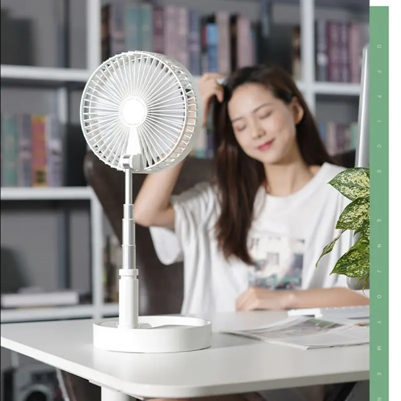 

7200mAh Folding Telescopic Floor Desk Fan Remote Control Timing Air Cooler 4 Speed Rechargeable USB Fan for Home Outdoor