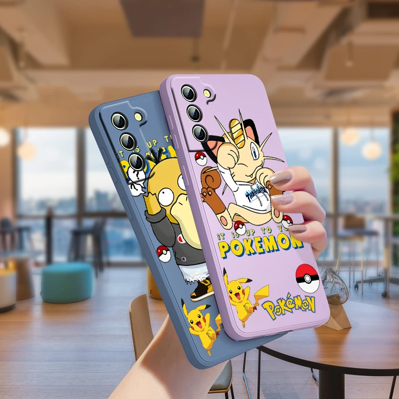 

Pokemon Cute Cartoon For Samsung Galaxy Note 20 10 S22 S21 S20 FE S10 Plus Lite Ultra Liquid Silicone Rope Phone Case Funda Capa