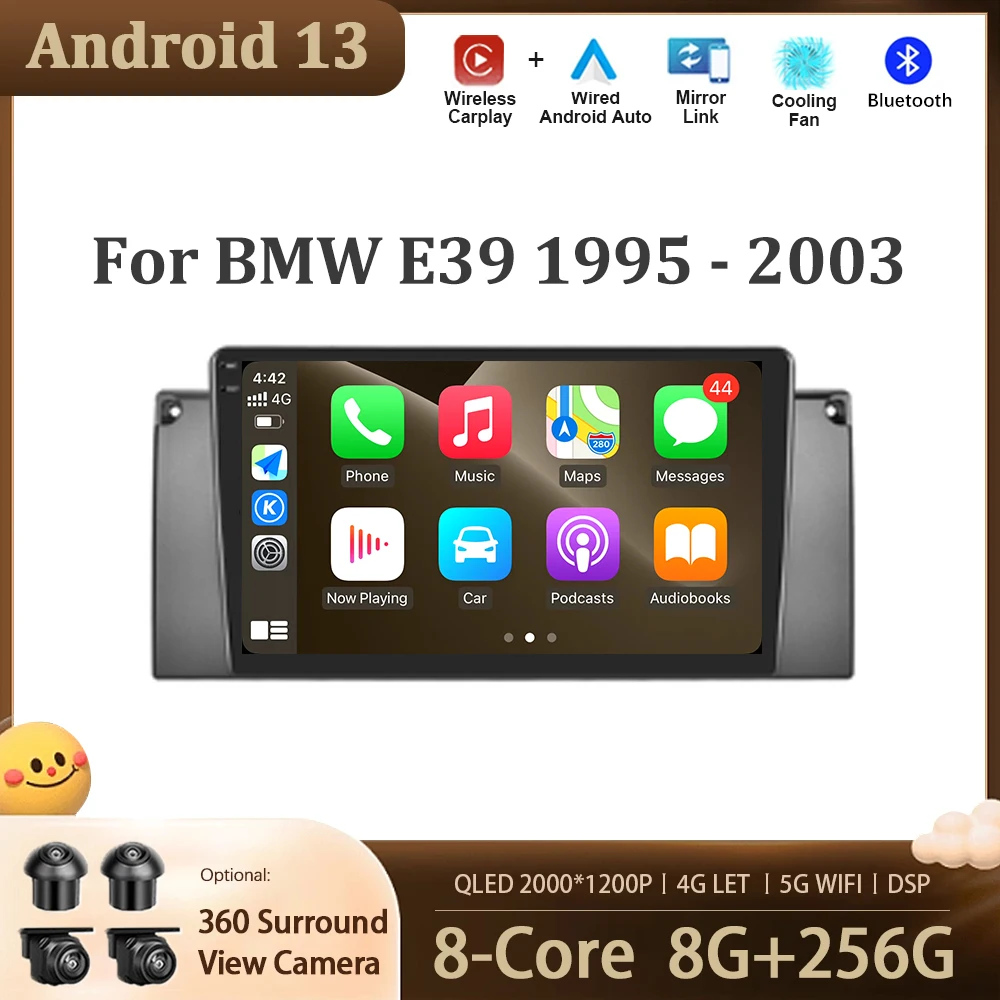 

For BMW E39 1995 - 2003 Android 13 Auto Radio Car Multimedia Player Navigation Screen DSP GPS WIFI BT Wireless Carplay DVD Tools
