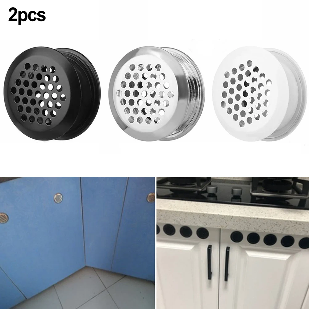 

2pcs Air Vent Grille Air Vent Grille Ventilation Plugs Cabinet Metal Ventilation Plugs Stainless Steel Exterior