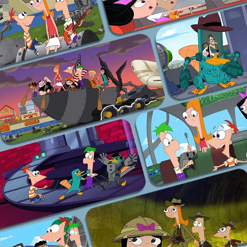 

Disney Phineas and Ferb Rubber XXL Thickened Mouse Pad Oversized Gaming Keyboard Notebook Table Mat for PC Mouse Carpet