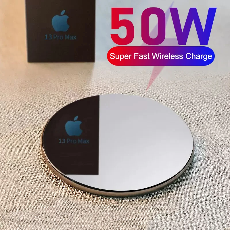Беспроводное зарядное устройство 50 Вт для iPhone 11 12 13 14 Pro Max X XS, быстрая Беспроводная зарядка для Samsung, Xiaomi, Huawei, беспроводное зарядное устройство для телефона