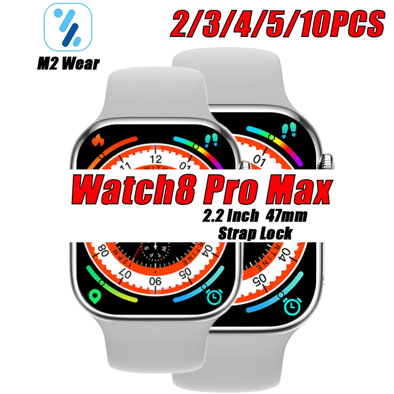 

Watch8 Pro Max Smart Watches 2023 Women Men 2.2 Inch With Strap Lock Original Series 8 NFC Bluetooth Call Wireless Charging 47mm