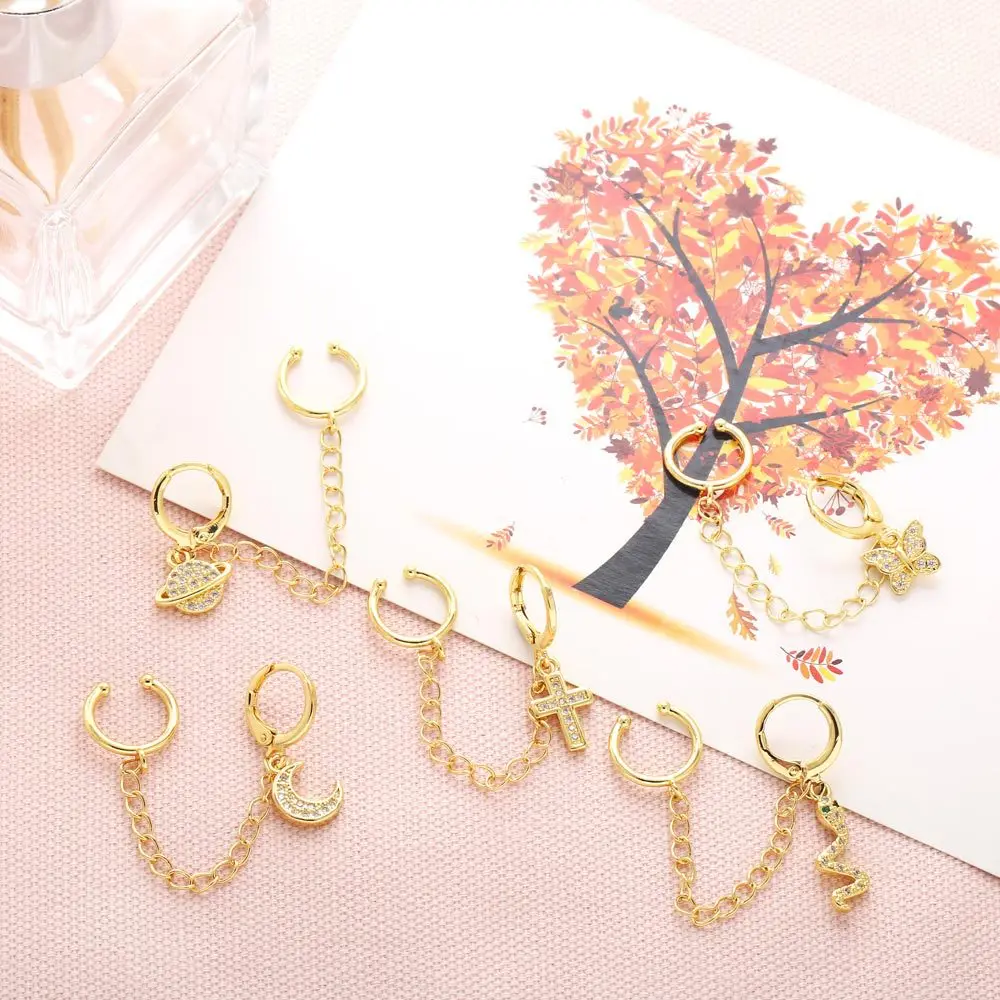 

Asymmetric Butterfly Stud Earrings Temperament Personality Ear clip All-in-One Unique Tassel Earrings Earrings for Women