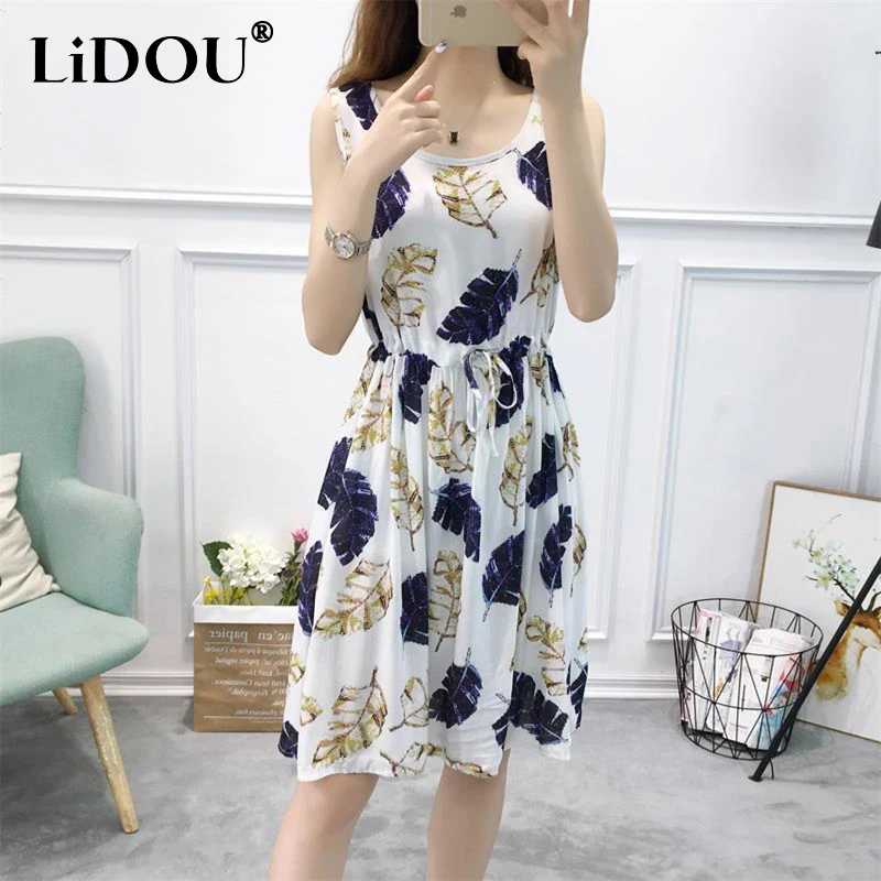 

Summer New Korean Style Elegant Fashion Print Dress Women Kawaii Floral Aesthetic Vestidos De Fiesta Chic All Match Robe Femme