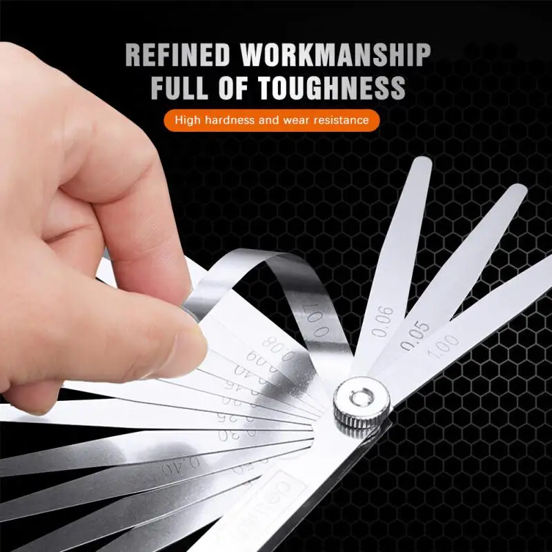 

17 Blades Feeler Gauge High Precision Metric Thickness Gauge Foldable Stainless Steel Gap Gages Blades Feeler Measurements Tool