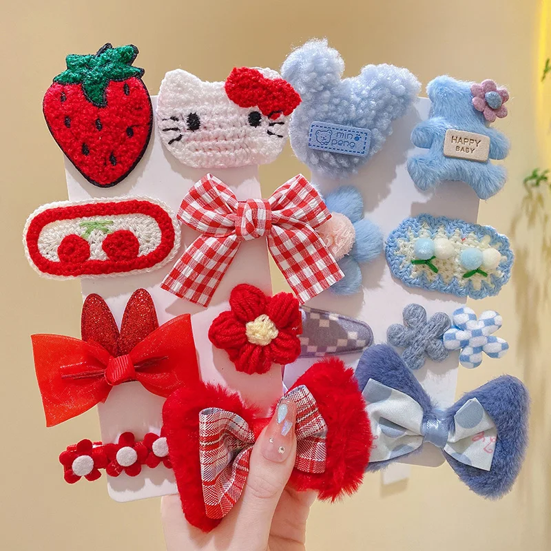

8PCS/set Girls Sweet Hair Clip For Girls Cute Cartoon Hair Bands Lovely Hair Accessories Headwear Hairpins Headdress