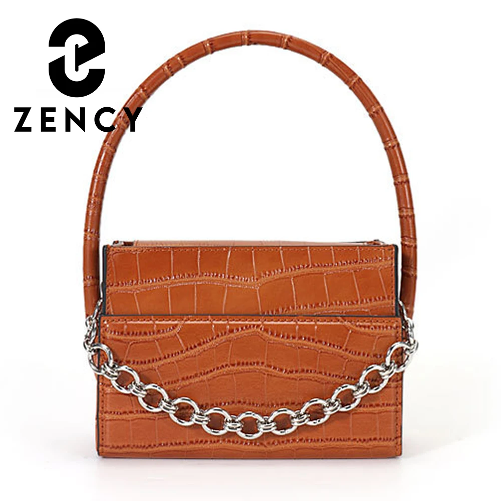 Zency Genuine Leather Handbag Women Square Alligator Small Tote Bag High Quality Fashion Shoulder Underarm Bag Female Designer