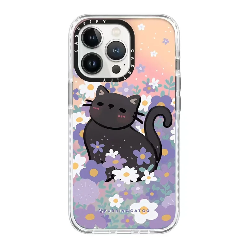 

CASETIFY Black Cat Laser IPhone Case For iPhone 13 12 14 Pro Xs Max Xr X 14 Pro Max Shockproof Hard PC Laser Cover F0324