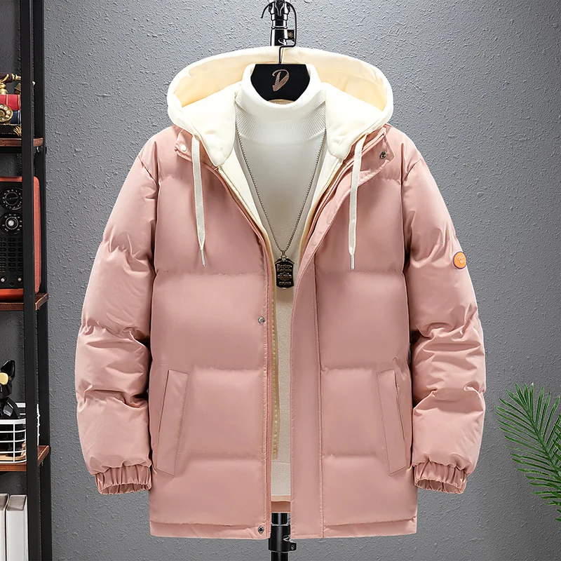 2022 New Cotton Shirt Men's Hong Kong Style Loose Size Two Piece Hooded Coat Fashion Brand Thickened Winter Coat