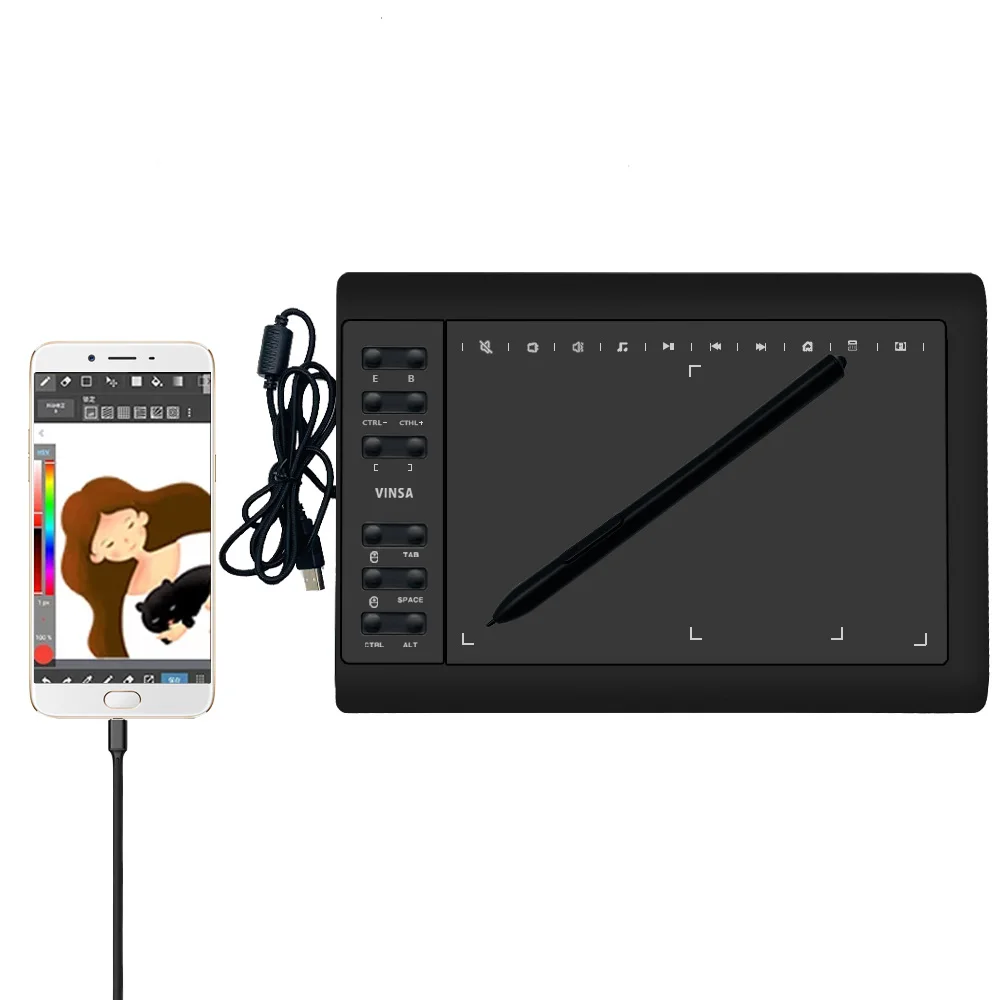 Графический планшет для рисования с безбатарейным стилусом чувствительность к