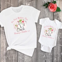 first mothers day mom and baby shirts elephant tshirts mother and daughter clothes 2022 print cotton fashion family look