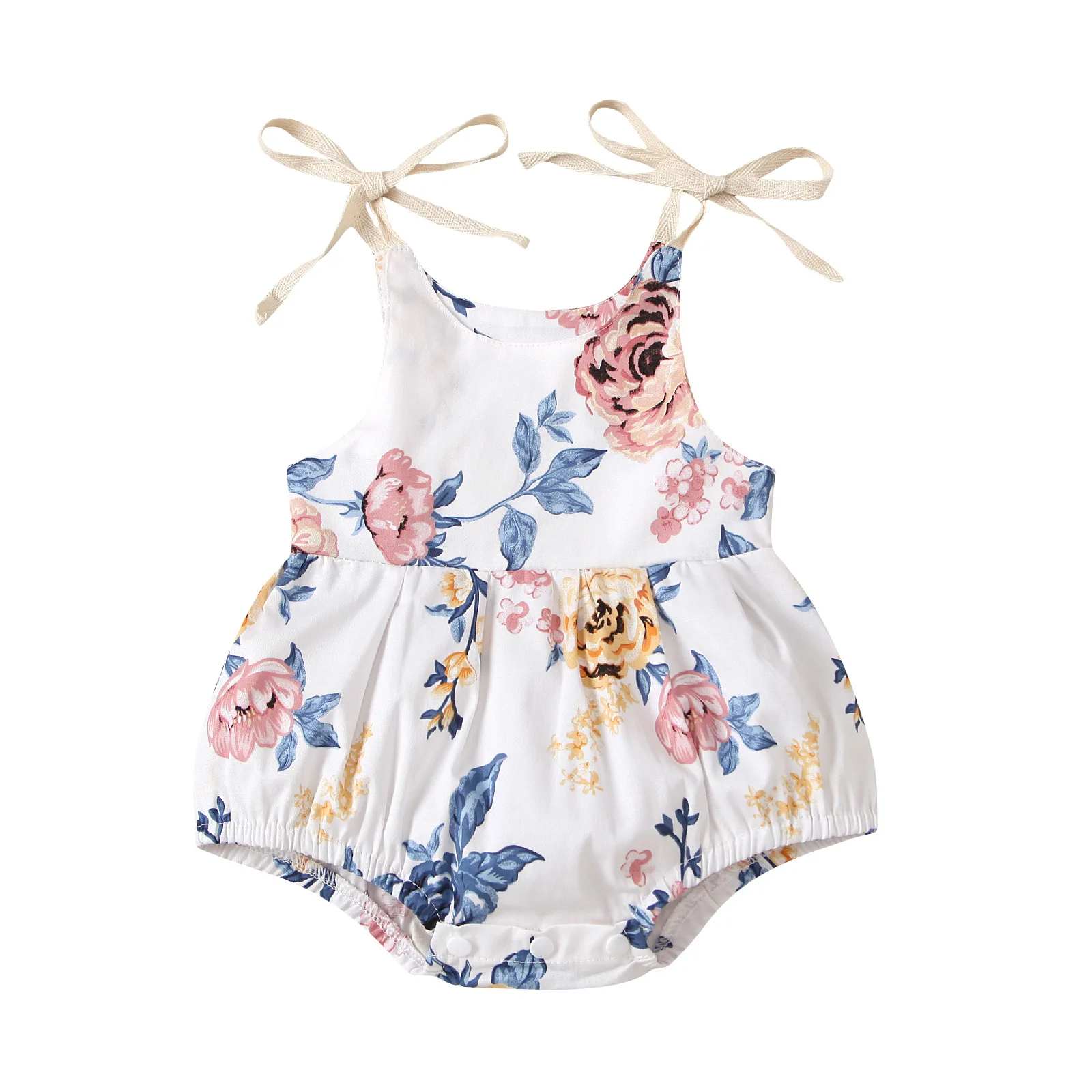 

2022 New Baby Girl Suspender Bodysuit Floral Print Newborn Summer Clothes 0-24M Infant Toddler Jumpsuit Sweet Triangle Romper