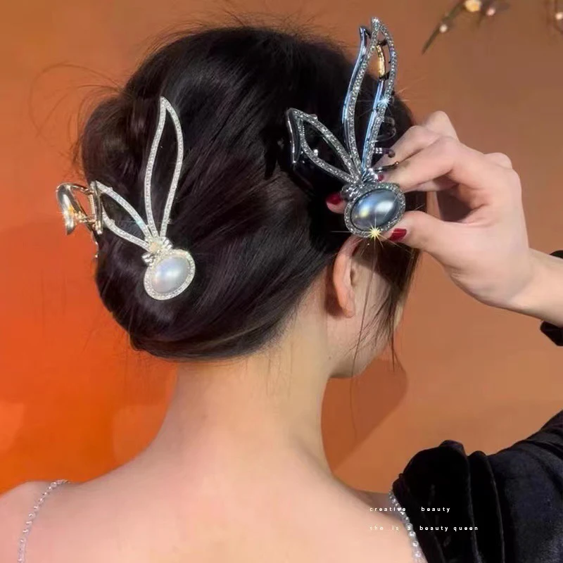 

Large Metal Rabbit Hair Claws Clip Elegant Girls Rhinestone Hairpins Women Fashion Ponytail Claw Clip Heawear Hair Accessories