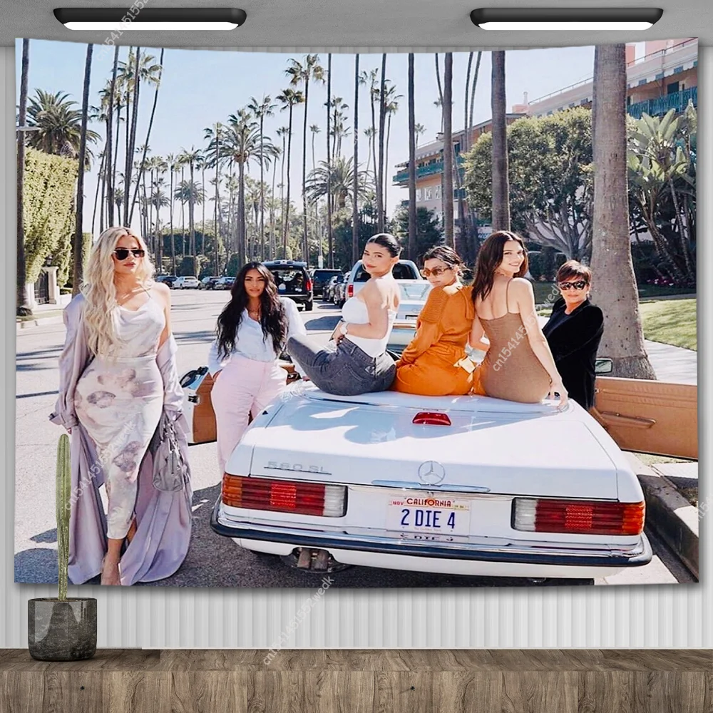 

Kardashians Family Flag Wall Hanging Tapestry Hippie Meme Tapestrys Aesthetic Room Decor Tapestries Dorm Background Cloths